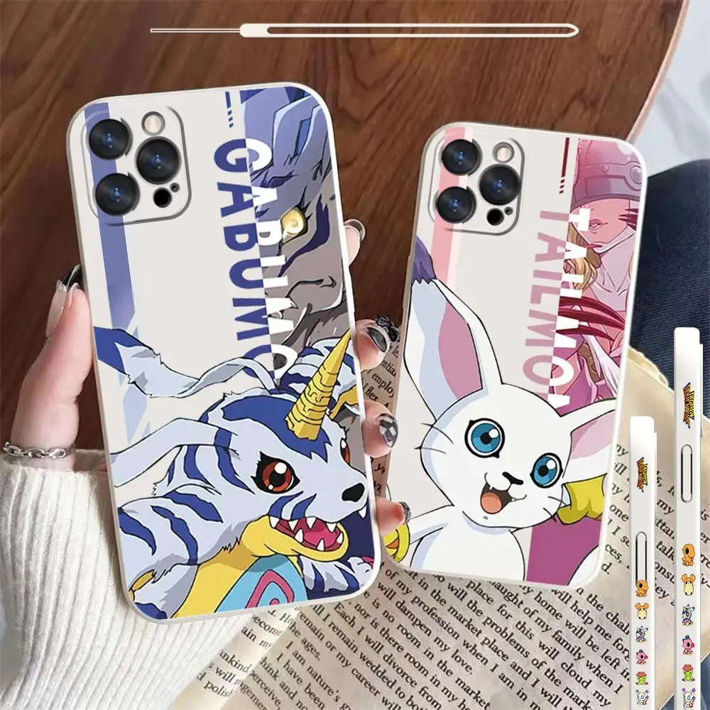 

Digital Monster Cartoon Phone Case For Apple iPhone 14 13 12 11 Pro Max Mini X XS XR SE 7 8 Plus Liquid Silicone Left Rope Cover