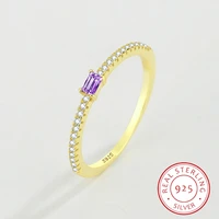 2022 new fashion 18k gold amethyst single row of diamonds ring for women simple crystal genuine s925 silver anniversary jewelry