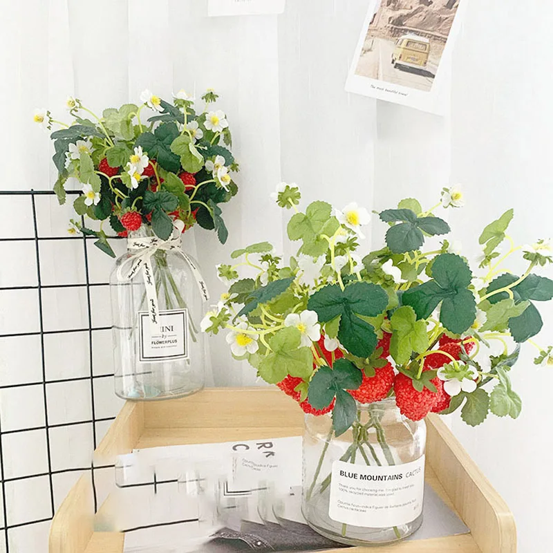 

Имитация одного фруктового растения Клубника 2 головки 4 головки имитация цветов клубника тутового фрукта имитация цветов