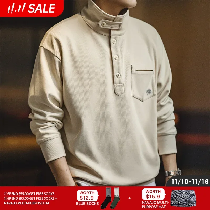 Мужская толстовка с воротником-поло Maden Повседневная рубашка в американском