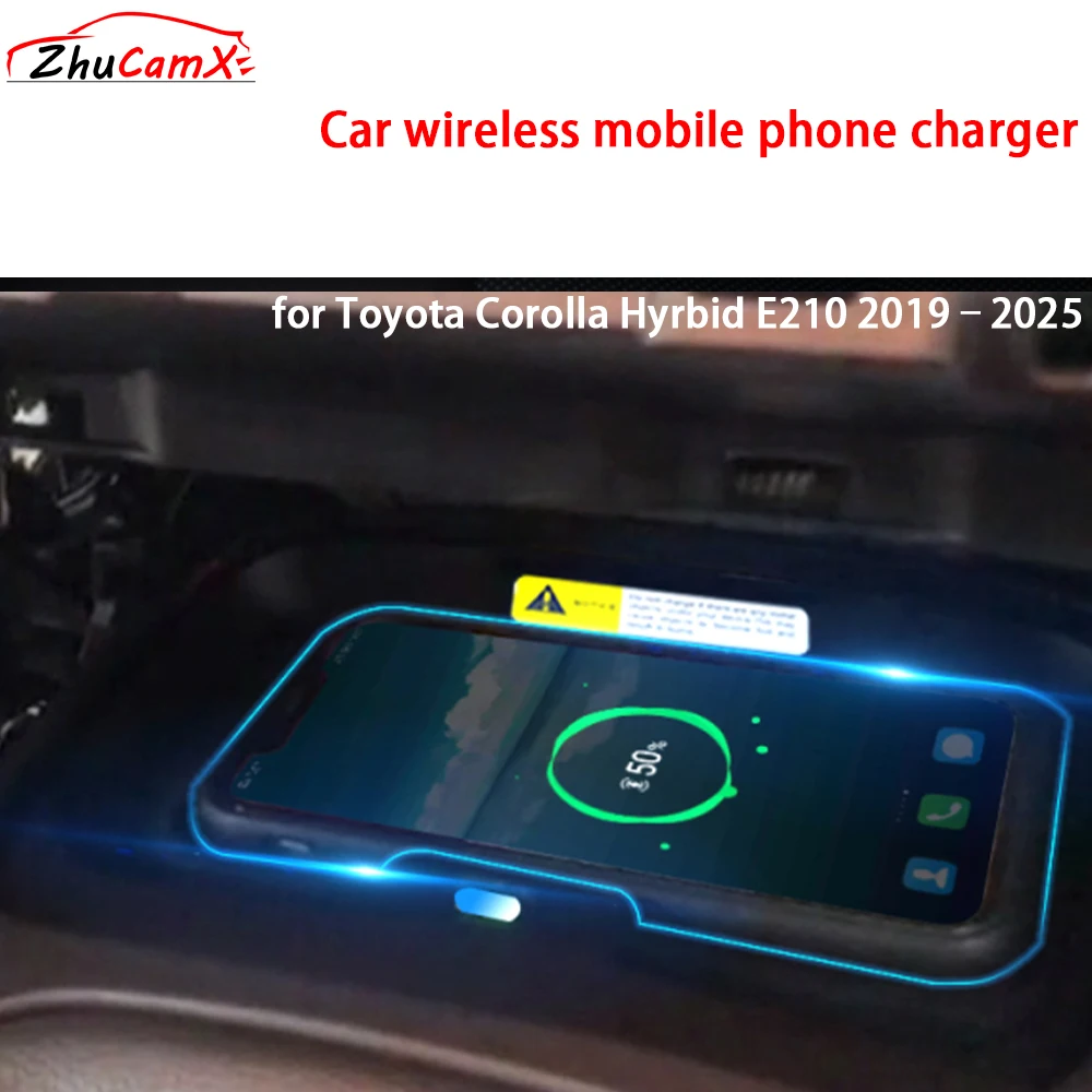 Фото Для Toyota Corolla Hyrbid E210 2019-2025 Беспроводное зарядное устройство для хранения центральной консоли для мобильного телефона QI 18 Вт Панель быстрой зарядки Magsafe №1