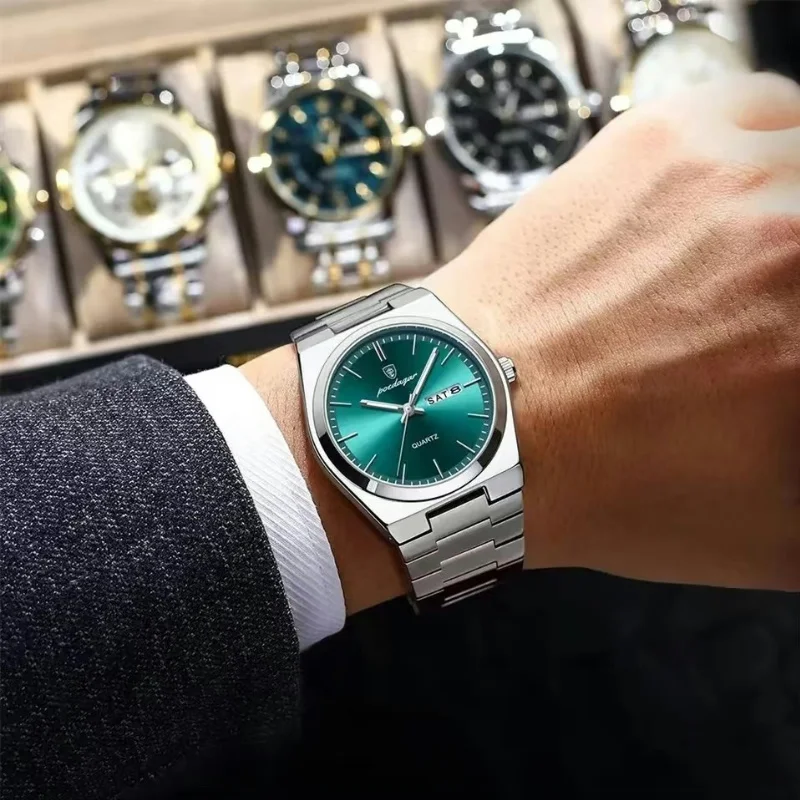 Часы мужские Кварцевые водонепроницаемые из нержавеющей стали с отображением