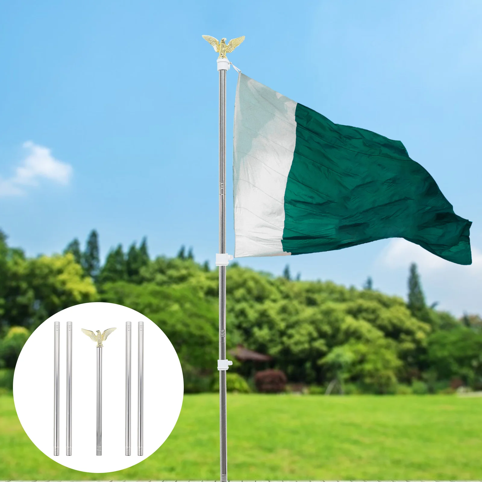 

1 Set of Durable Sturdy Practical Useful Flagpole Flag Pole for Garden Flag Pole Stainless Steel Flag Pole