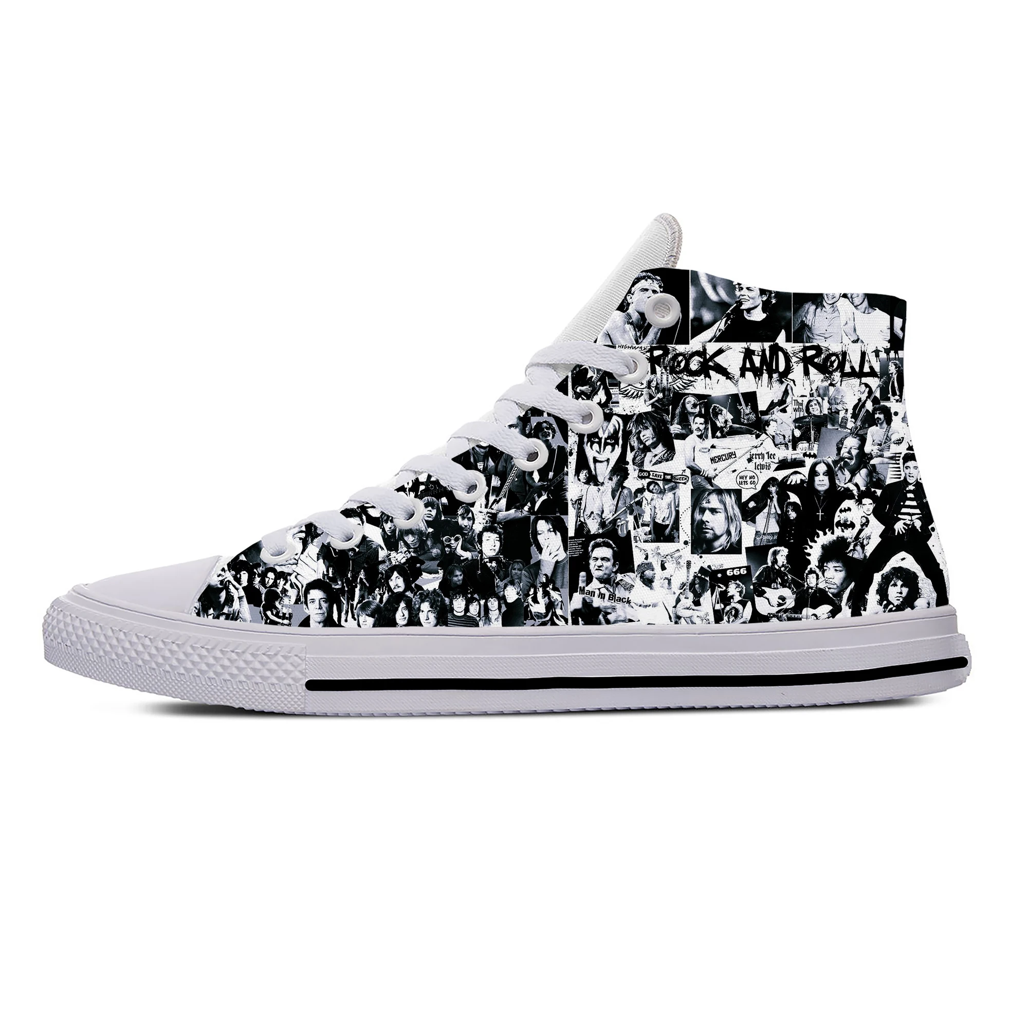 

Rock N Roll Rock Band Music Singer Guitar Fashion Casual Cloth Shoes High Top Lightweight Breathable 3D Print Men Women Sneakers