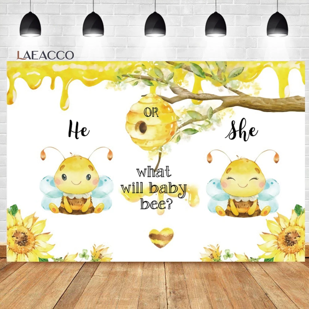 

Laeacco Honeycomb Bee Gender Reveal Photo Backdrop What Will Baby Bee Baby Shower Kid Birthday Customized Photography Background