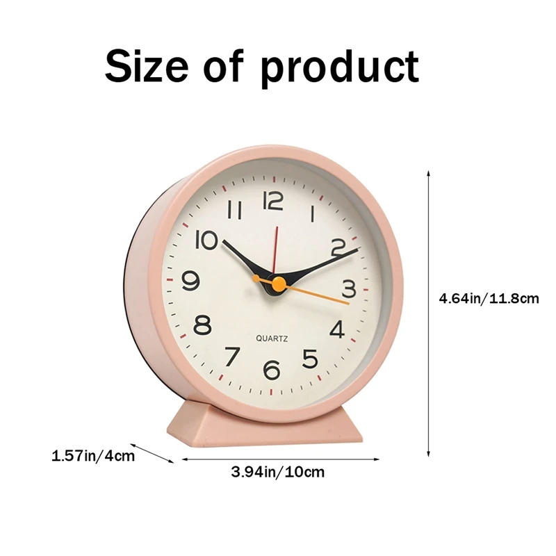 , Small Silent Bedside Desk Metal Clock With Light