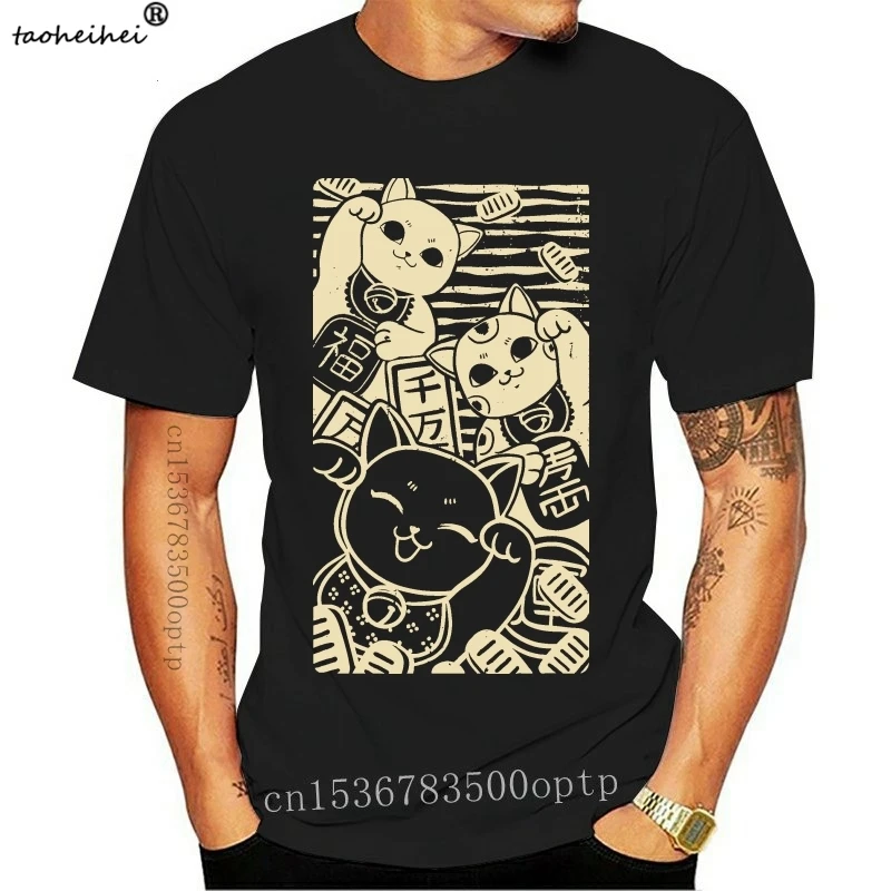 Футболка с кошками на удачу Мужская футболка черный цвет |