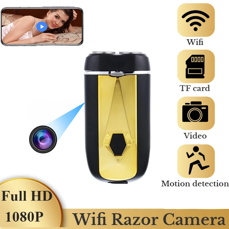 Hd Wifi Mini Camera Portable Men Electric Razor Motion Detection Security Surveillance Remote Monitoring