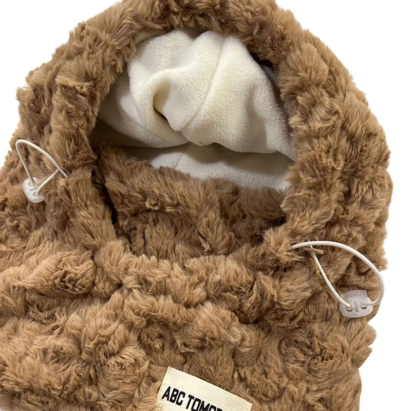 Балаклава в форме купола плюшевая шапка с милым медведем шарф универсальная