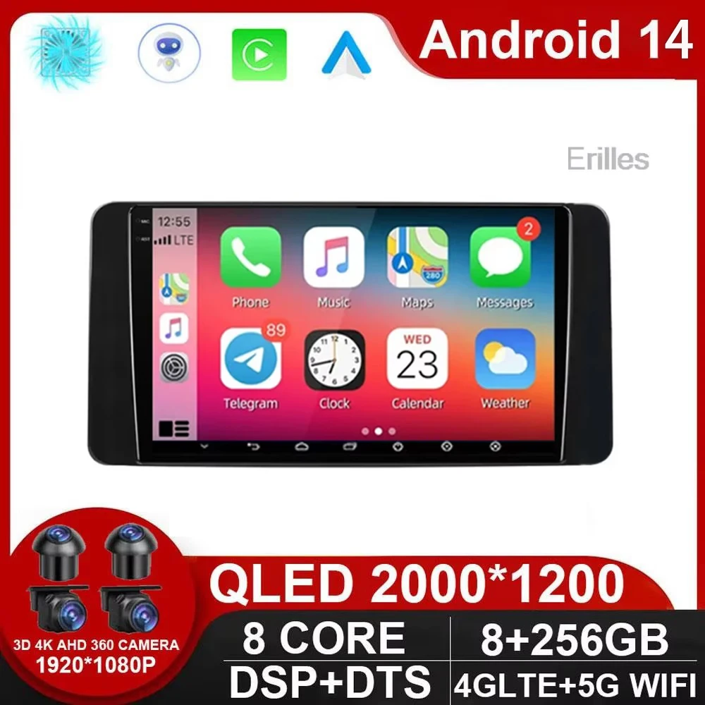 Android 14 QLED-экран для VW Volkswagen Polo Mk6 VI 6 2020 - 2022 годов стерео Мультимедийный Плеер Carplay