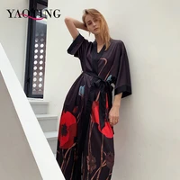 yaoting soft robes women long bathrobe flower satin kimono bath robe sleepwear dressing gown female nightwear home clothes