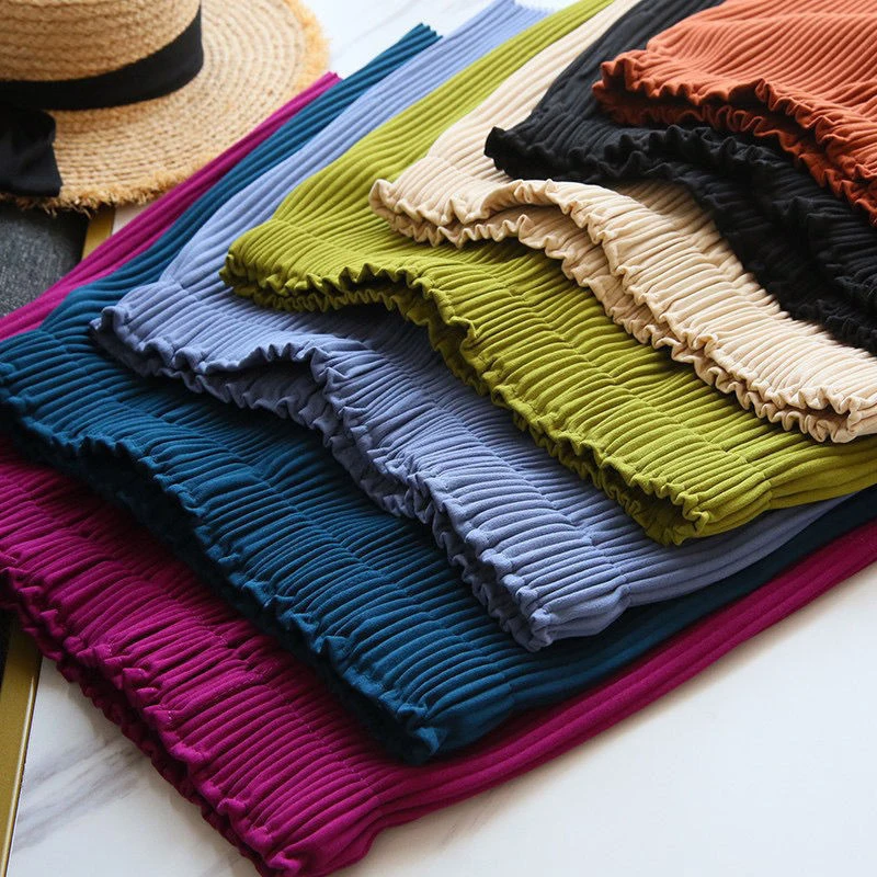 Women's Pleated Shorts Summer Casual High Waist Five-point Pants Ladies Ice Silk Wide-leg Pants Loose Thin Girls Tide Skirt