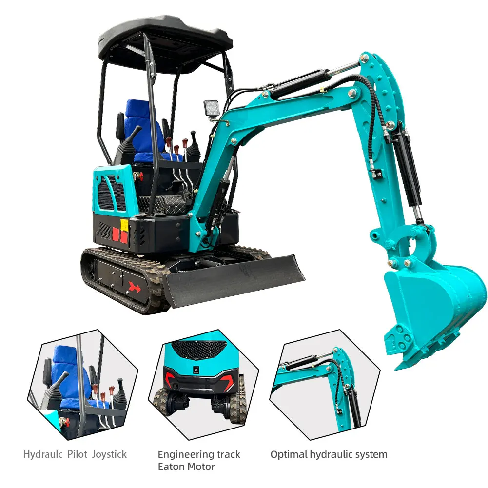 1.7 Ton Excavator Mini Crawler Digger Electric Micro Bagger Small Construction Excavator Machine 1.7t 1t 2ton