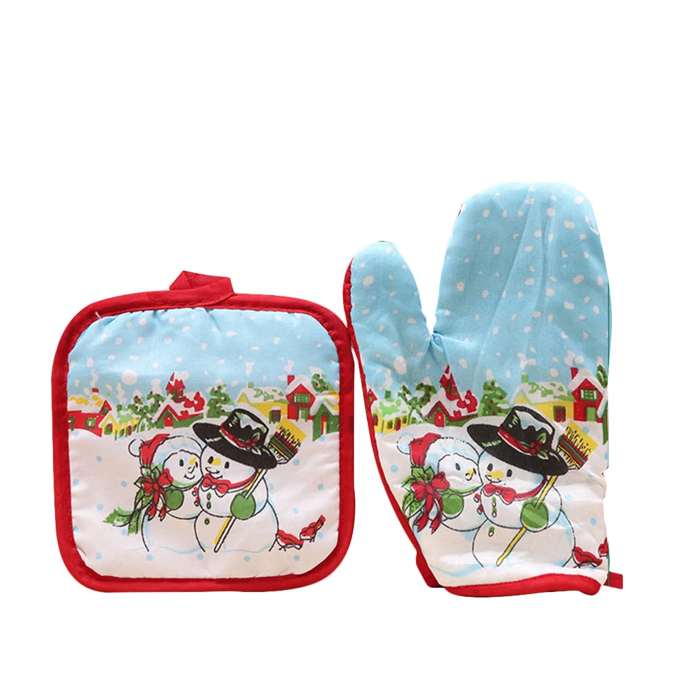 

Утолщенный Рождественский теплоизоляционный коврик в виде снеговика, 2 шт., термостойкий набор, одна перчатка и один теплоизоляционный ковр...