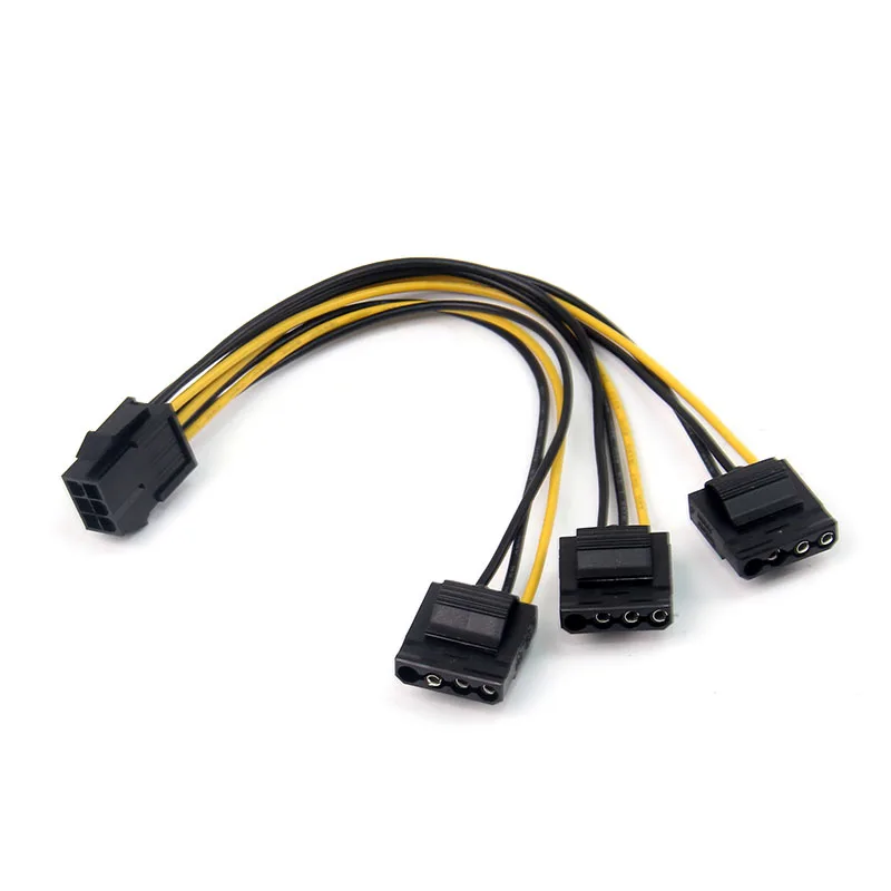 

6-Pin to 3 x Molex 4 pin PCI Express Video Card Female to Male Pci-e ATX PSU Power Converter Power Cable One for Three Cord