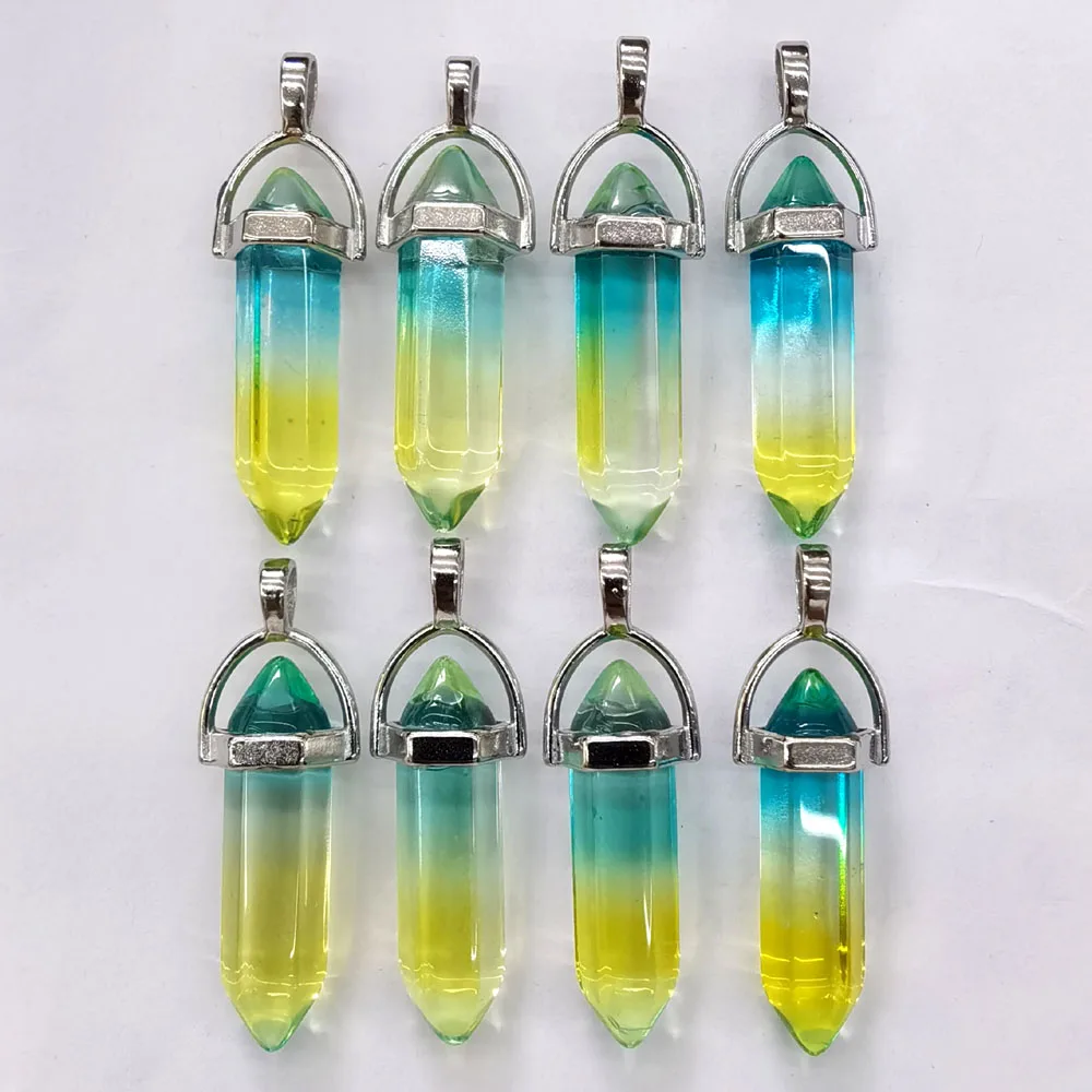 

Модные красочные стеклянные подвески в форме столба для мужчин и женщин, Подвески для изготовления ювелирных изделий, оптовая продажа, 24 шт....