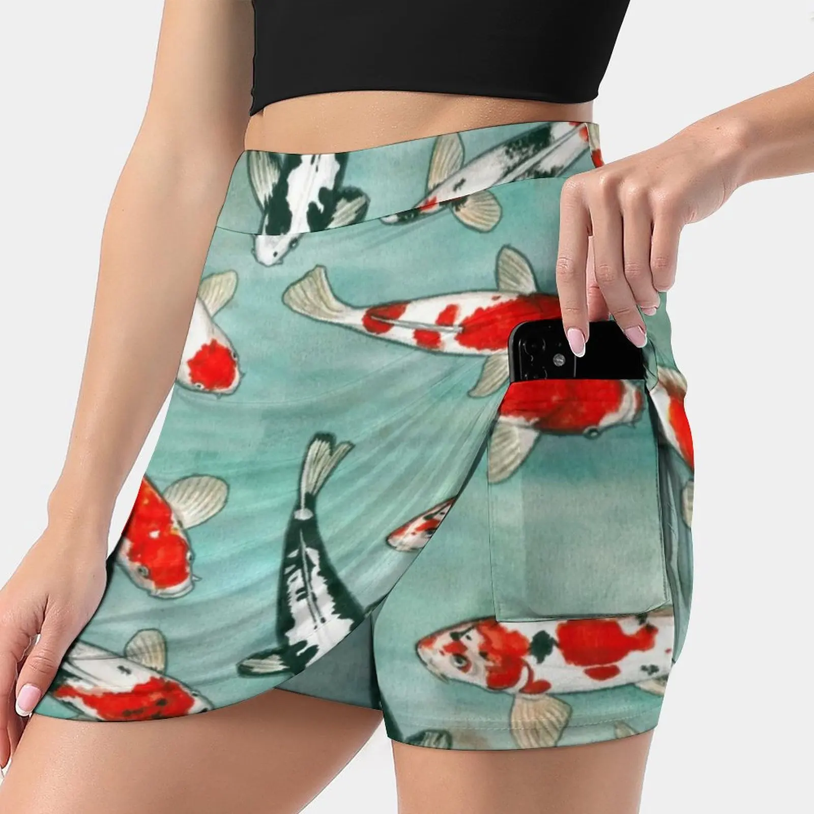 

Le Ballet Des Carpes Koi Skirts Woman Fashion 2022 Pant Skirt Mini Skirts Office Short Skirt Watercolor Watercolor Painting Koi