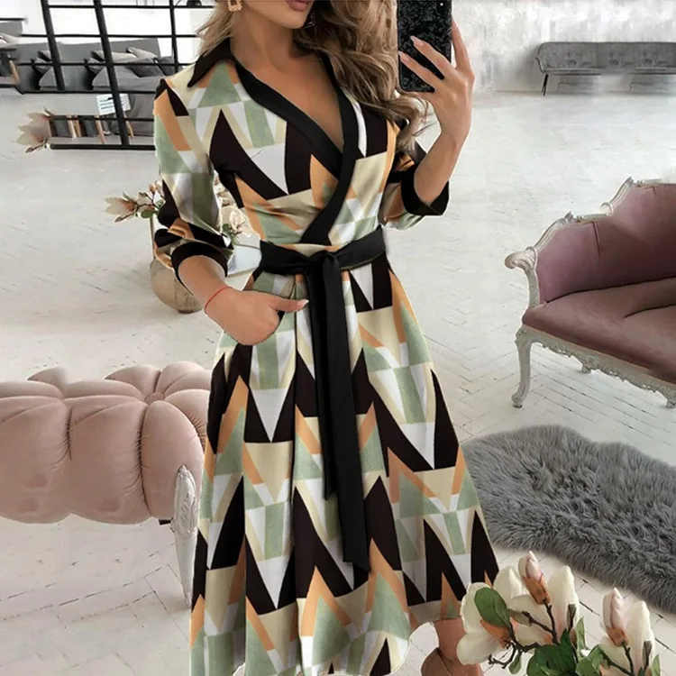 

Autumn 2023 New Women's Dress Temperament V-neck Strap Irregular Dress Women