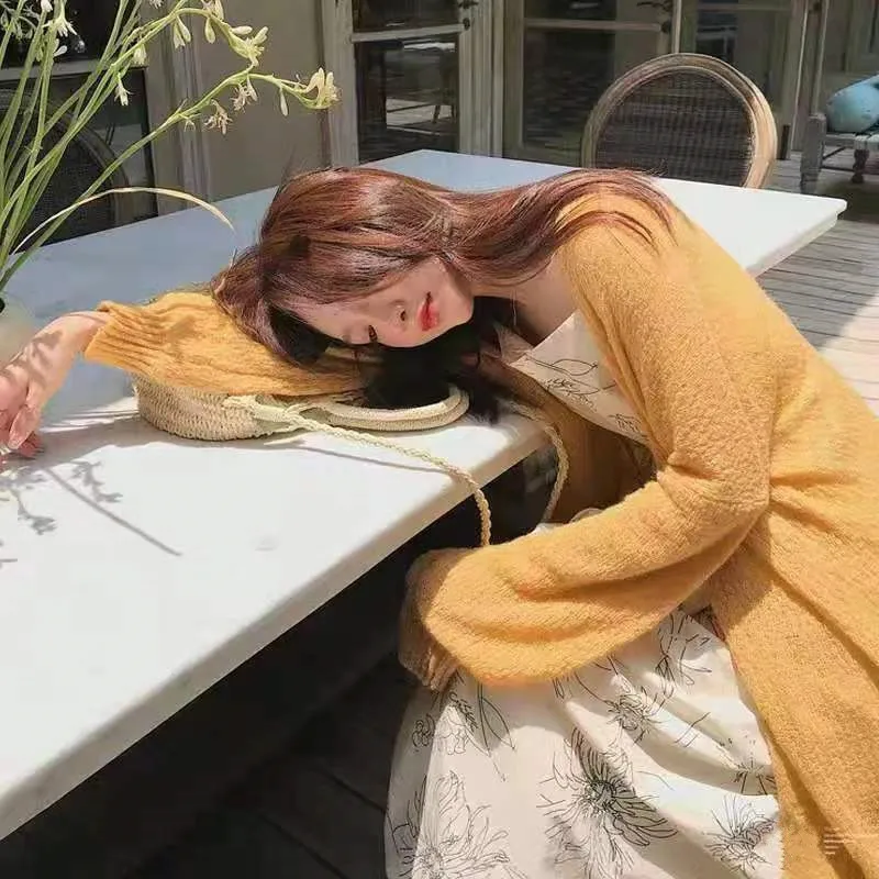 Летний длинный свободный кардиган пальто женский тонкий вязаный свитер с