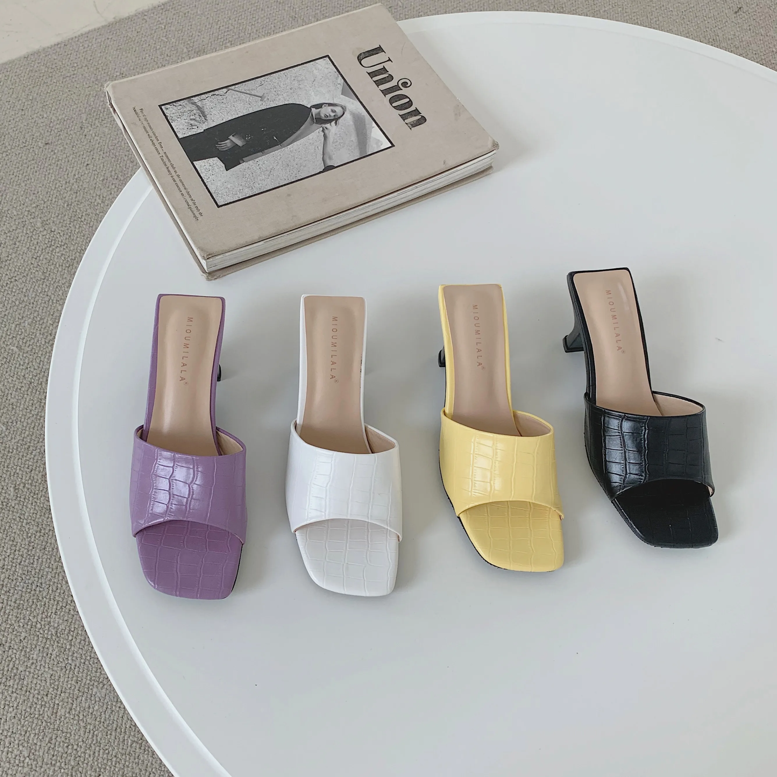 Summer New Square Toe High Heels Sexy Layered Stiletto Sandals Luxury Brand Yellow Women's Shoes 2022  Sandels for Women