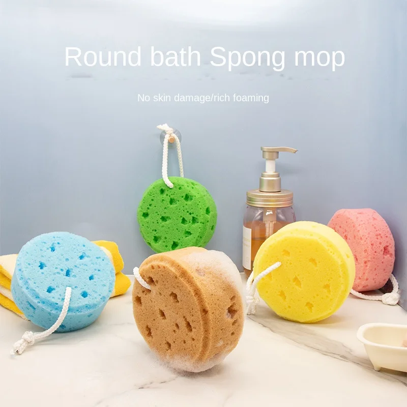 

Durable Round Bath Seaweed Sponge Scrubber Hangable Kids Children Bath Scrub Sponge Honeycomb Foaming Body Cleaning Accessories