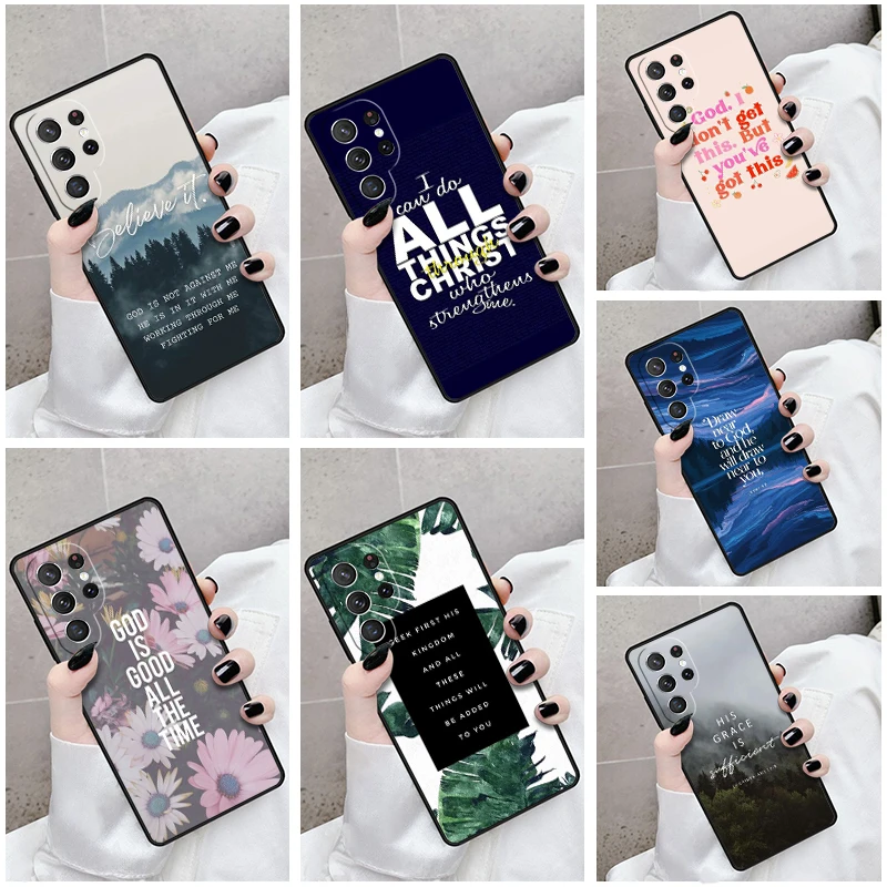 Чехол для телефона Samsung Galaxy S24 S23 S21fe S22 Ultra Plus Note 10 20 S8 S9 S10 чехол с цитатой из Библии и