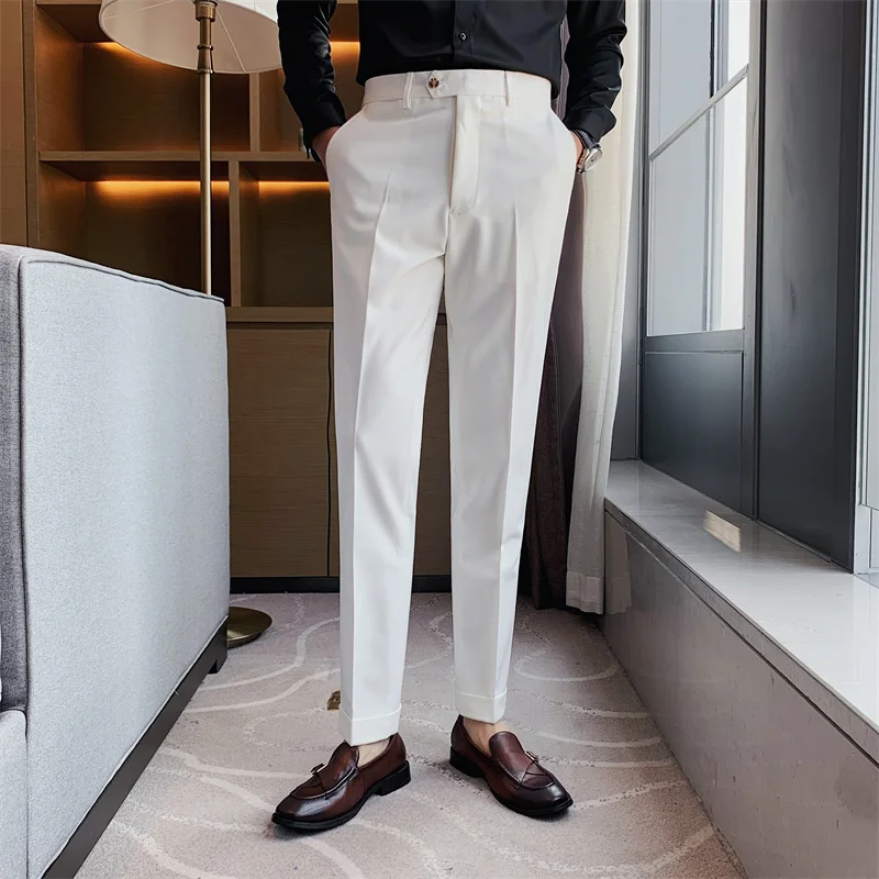 

Men's Suit Pants 2022 Spring New Solid Color Stretch Slim Fit Formal Trouser Boutique Fashion Male Clothing Full Length Pants