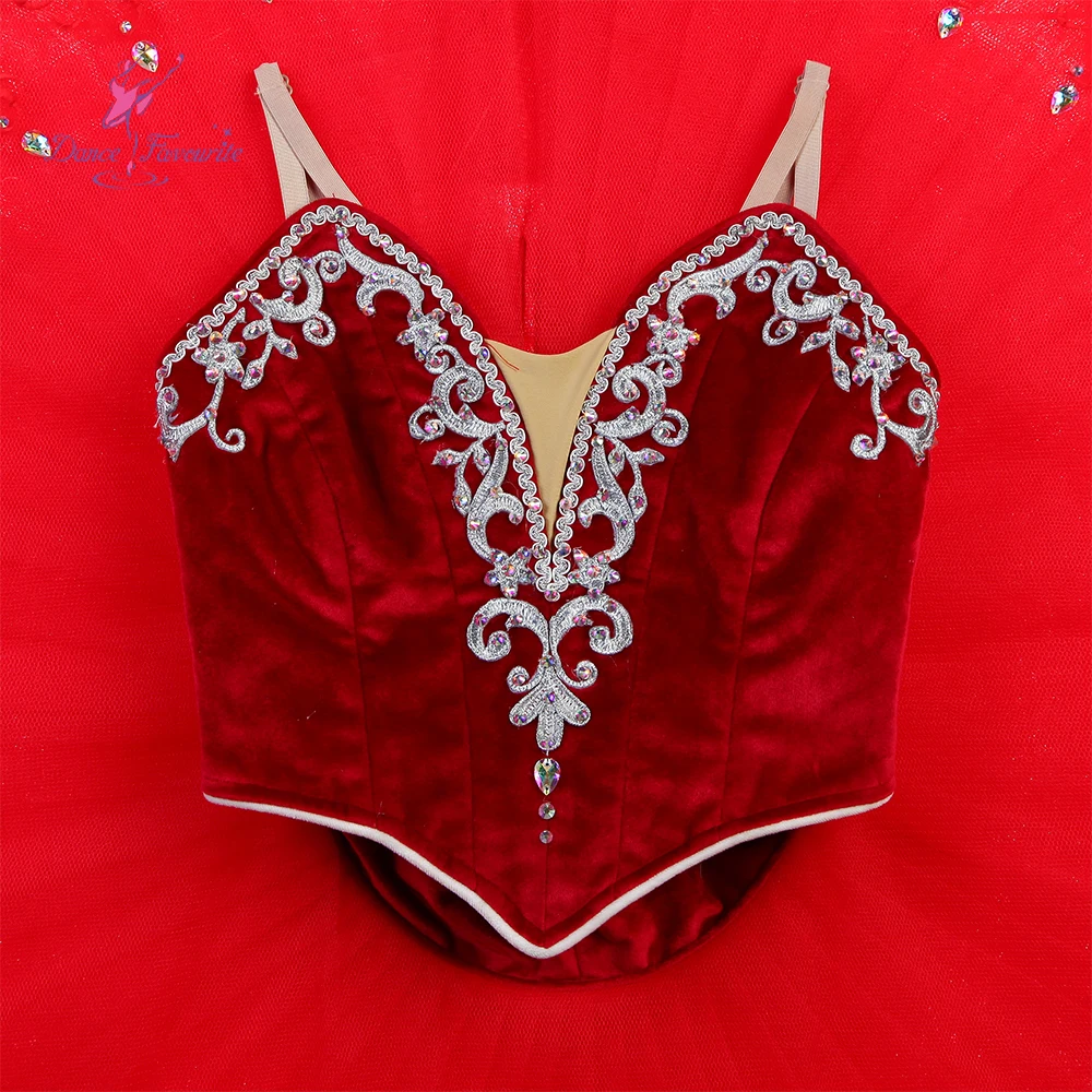 Балетная пачка B24051 для танцев профессиональная красная бархатная балетная на