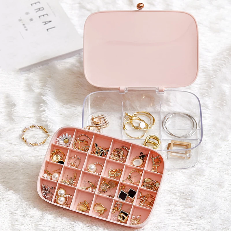 

Portable Jewelry Case Storage Box Locket Necklace Earrings Leather Organizer Travel Earring Ring Holder Accessories Supplies