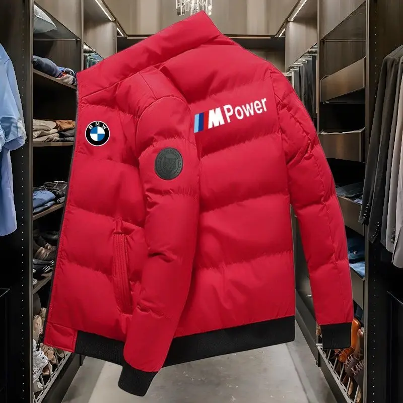Фото Мужская зимняя утепленная куртка BMW 2026: новая модная модель с воротником-стойкой, повседневная, из плотного хлопка №3