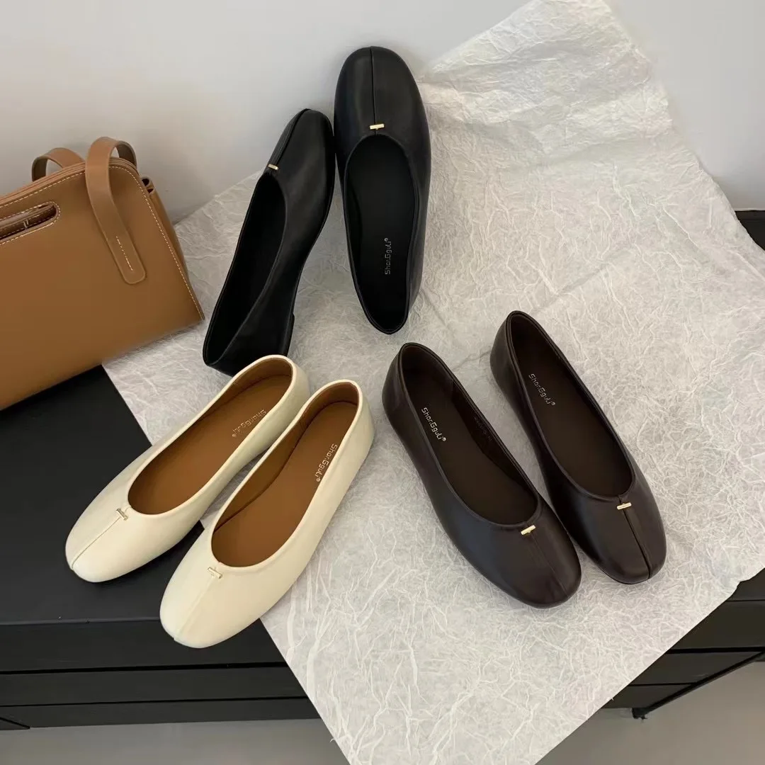 

All-Match Grandma Shoes Soft Ballerinas Woman 2023 Shallow Mouth Female Footwear Casual Sneaker Round Toe Retro Ballet Dress Sol