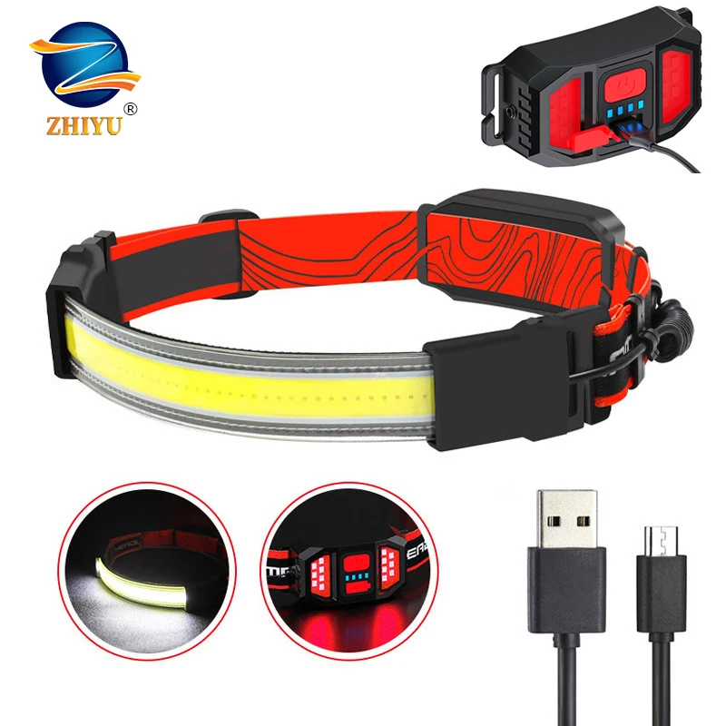 

COB Super Powerful Headlamp LED 3 Modes Headlight USB Rechargeable Built-in Battery Head Torch Outdoor Camping Fishing Lantern
