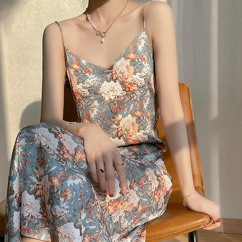 

LONGMING Dress for Women 2023 Formal Dresses Floral Slip Summer Fashion Chic Elegant Long Female Party Evening Slings Skie rts y