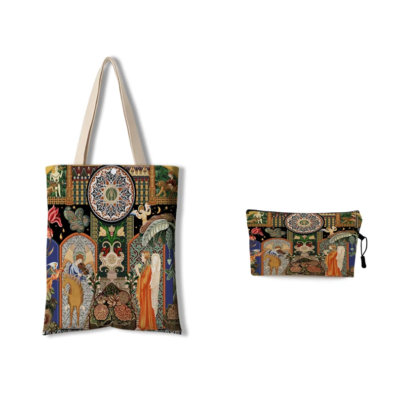 

Retro Oil Painting Large Capacity Shoulder Tote Bag Original Designer Illustration Bag Women's Ins Niche Handbag for Shopping