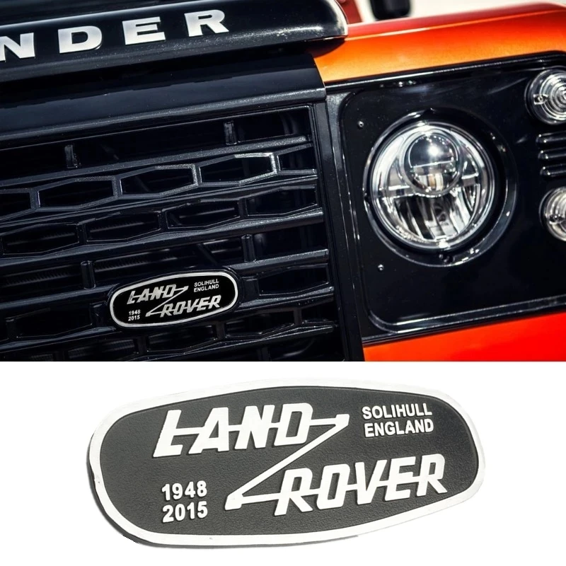 

14,5*5,5 см Алюминиевый логотип передней решетки автомобиля для Land Rover SOLIHULL Англия Логотип Defender 2015 автомобильный значок украшение