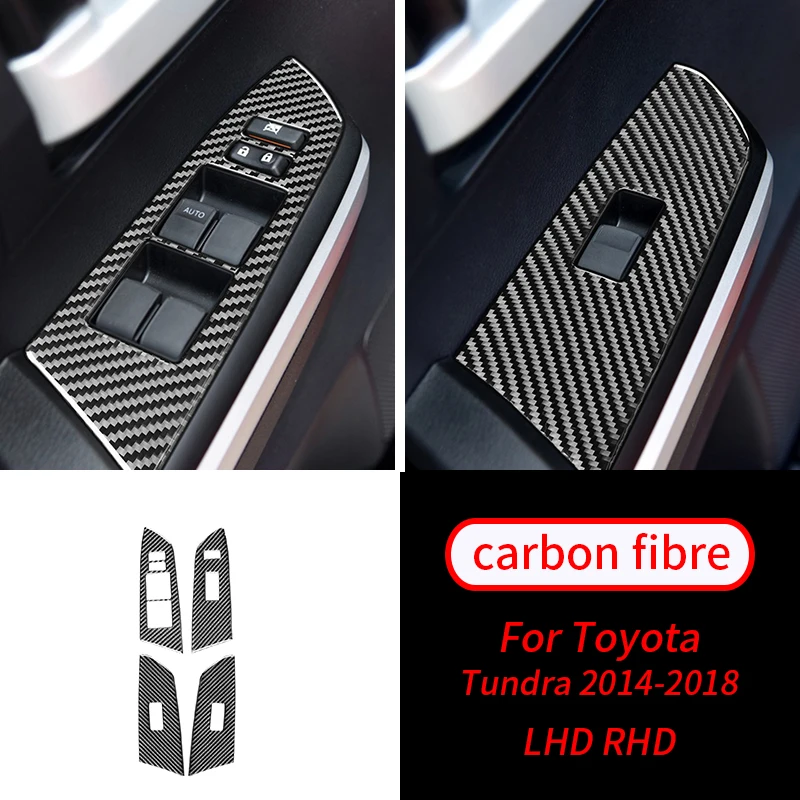 

For Toyota Tundra 14-18 Real Carbon Fiber Window Lift Switch Panel Interior Trim Car Interior Accessories Car Interior Supplies