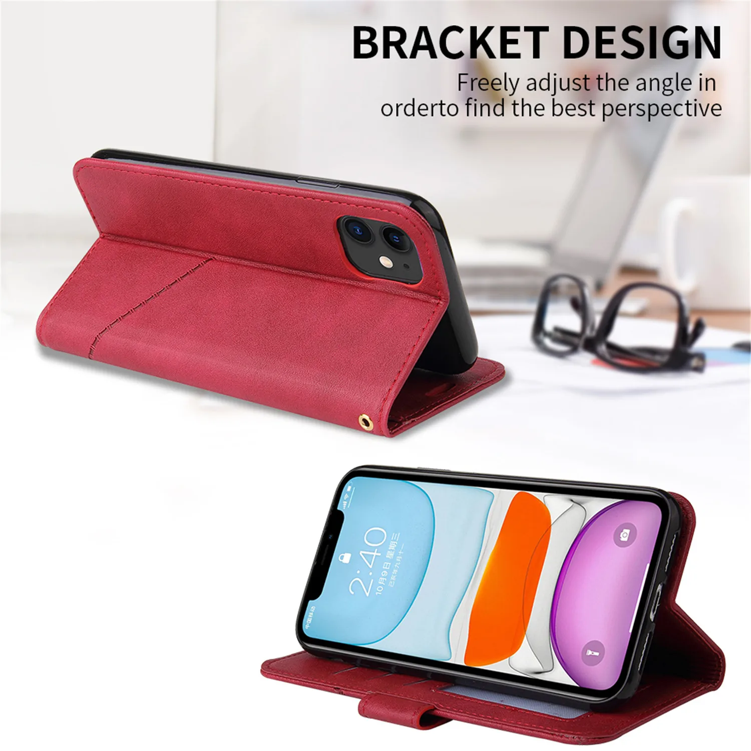 Luxury Leather Flip Case For iPhone 14 13 12 Mini 11 Pro Max XR X XS 6 6S 7 8 Plus SE 2020 Magnetic Wallet Holder Stand Cover