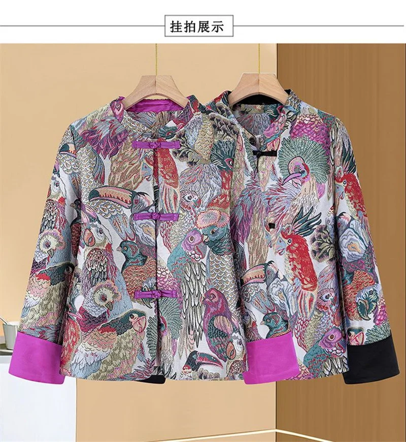 Куртка женская с вышивкой и пряжкой однобортный жакет принтом модное пальто в