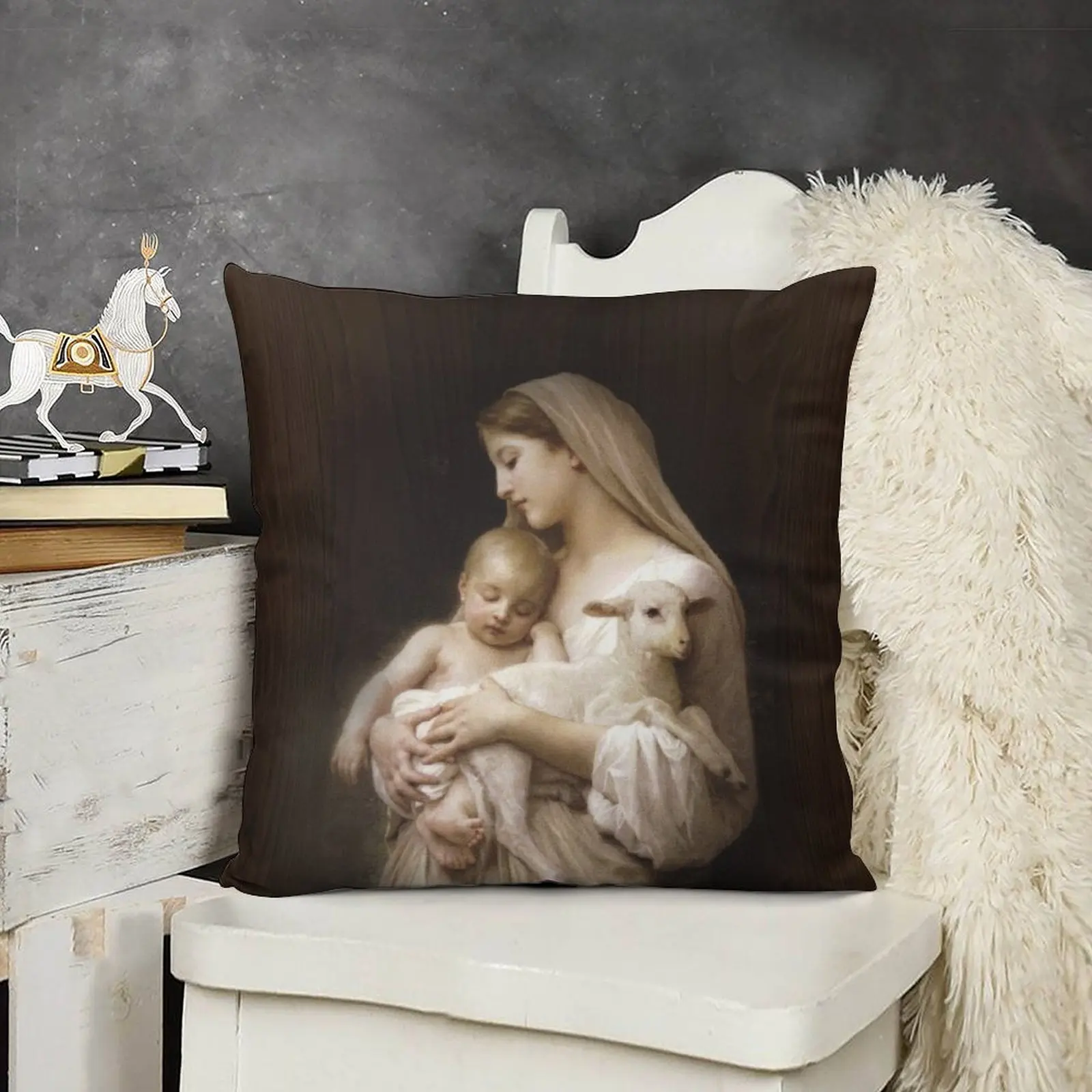 Мама с ребенком и овечьей кожей родная христианская женщина коричневый