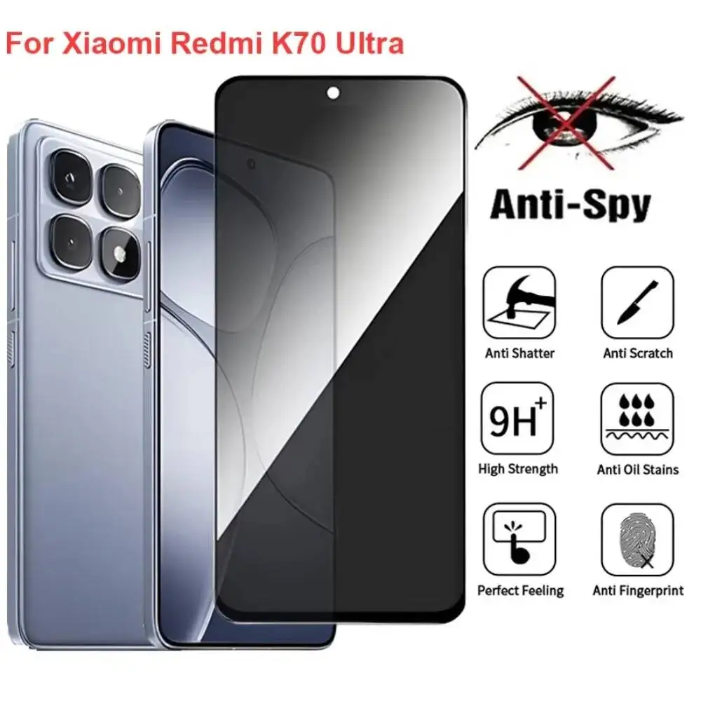 Фото Защитное стекло Redmi K70 Anti Spy Privacy из закаленного стекла, совместимое с Redmi K70, полноэкранная защитная пленка для телефона №1