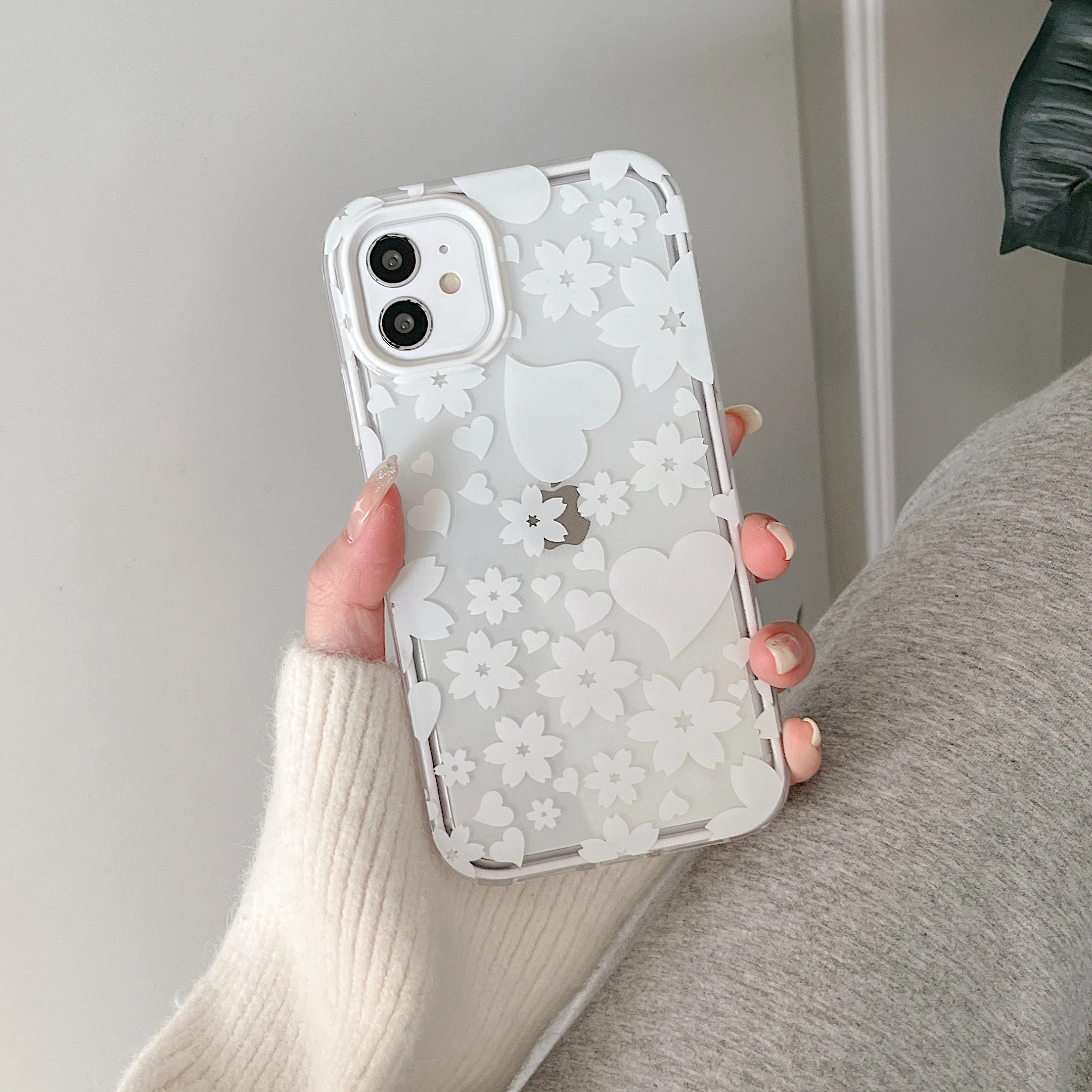 3 IN 1 Heart Silicone Case For iPhone 13 Pro Max Flower Silicone Case for iPhone 12 Pro чехол на айфон 11 Coque iPhone 13 Pro