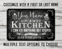 personalized black rustic kitchen metal sign 16 x 24custom wood appearance metal bar sign