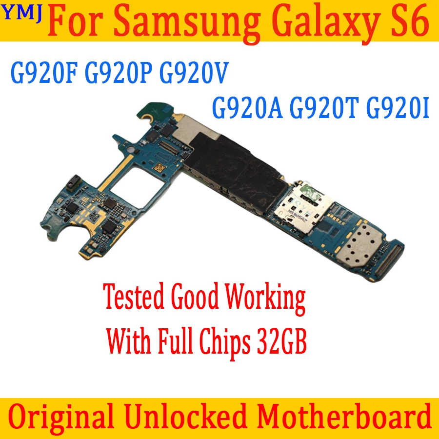 

Original Unlocked For Samsung Galaxy S6 G920F G920V G920I Motherboard 32GB Full Tested Mainboard Full Chips IMEI Android System