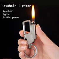 metal kerosene lighter retro grinding wheel waterproof lighter keychain bottle opener outdoor windproof lighter mens gift
