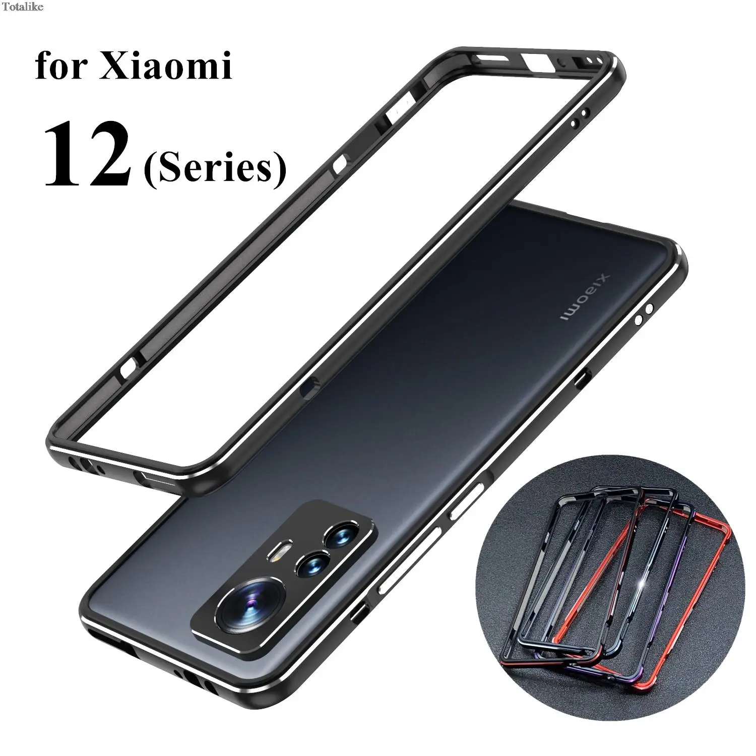 

Case For Xiaomi Mi 12 Deluxe bumper Ultra Thin aluminum Bumper for Xiaomi 12 Pro 12X + 2 Film ( Front + Rear )