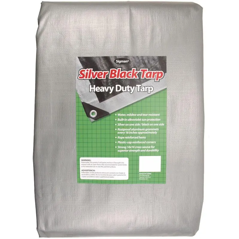 

x 10' Silver Black Heavy Duty Tarp