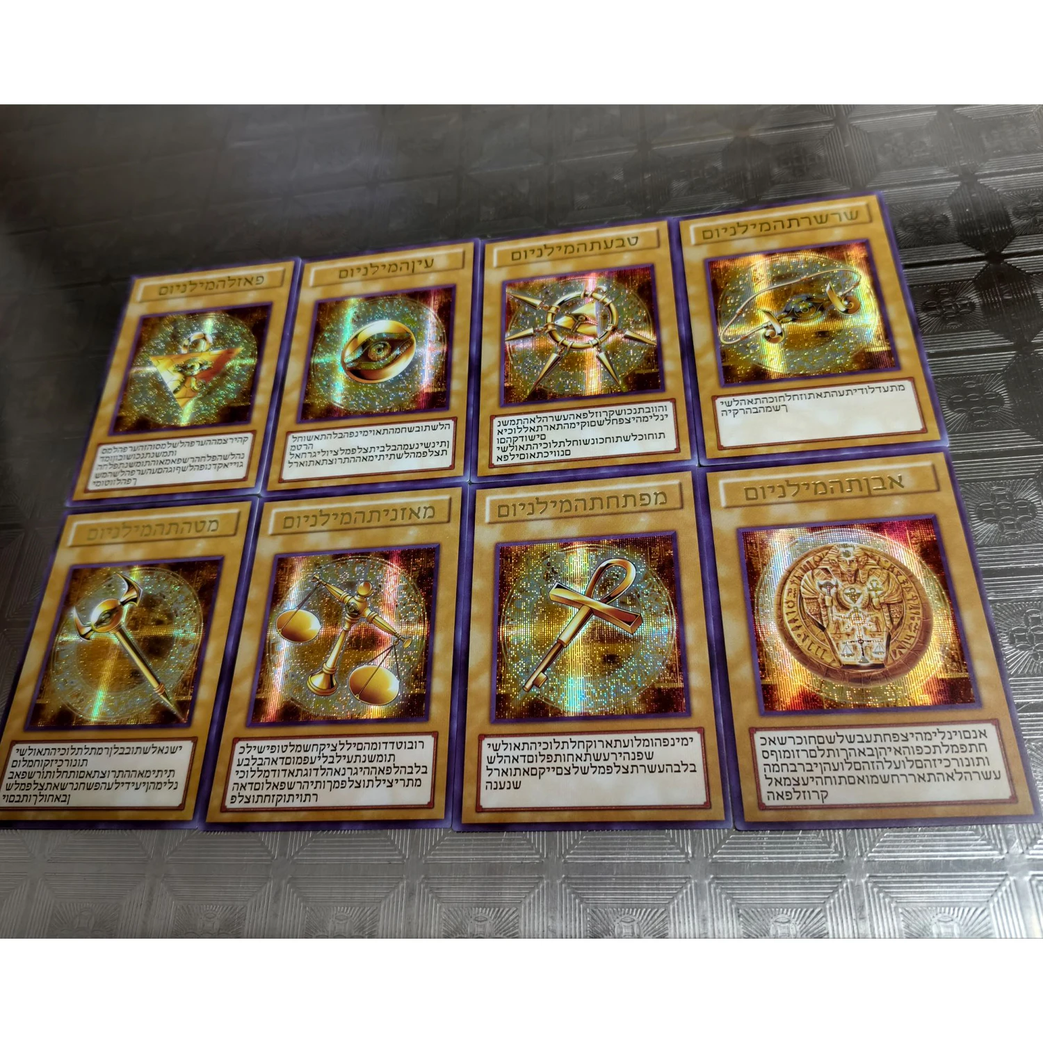 Фото 8 шт./компл. самодельные Yu-Gi-Oh! Millennium Item Hebrew Collection Card Color Flash Ygo Sennen Item аниме карты подарочные игрушки №4