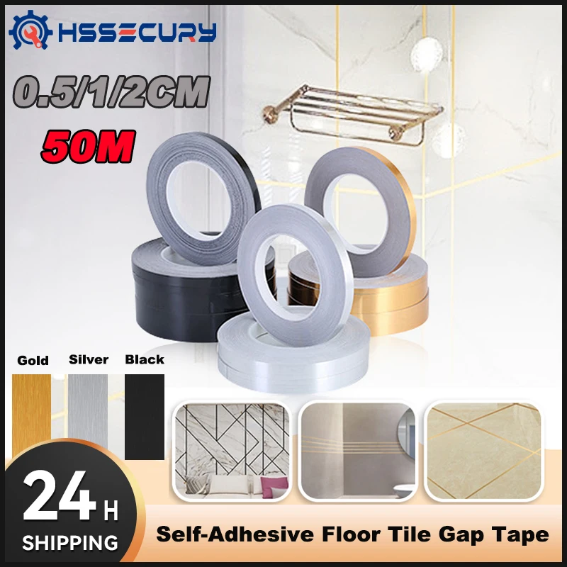 

50M Floor Tile Gap Tape Self-Adhesive Wall Tile Strip Seam Sticker Copper Foil Tape Waterproof Mildewproof Wall Sealing Tape