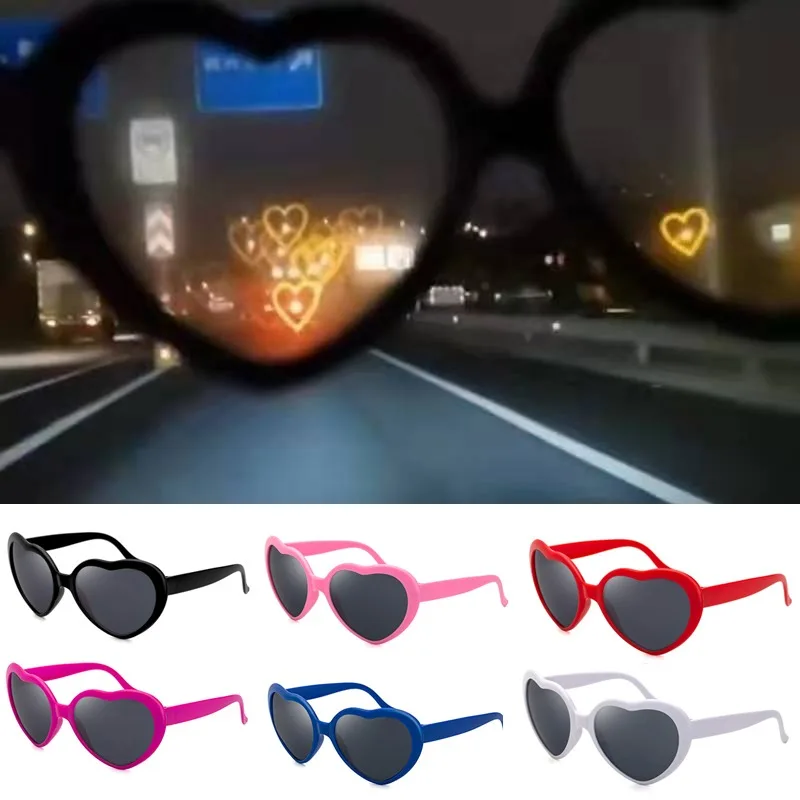 

Fashion Heart Shaped Effects Glasses Watch The Lights Change To Heart Shape At Night Diffraction Glasses Women Female Sunglasses