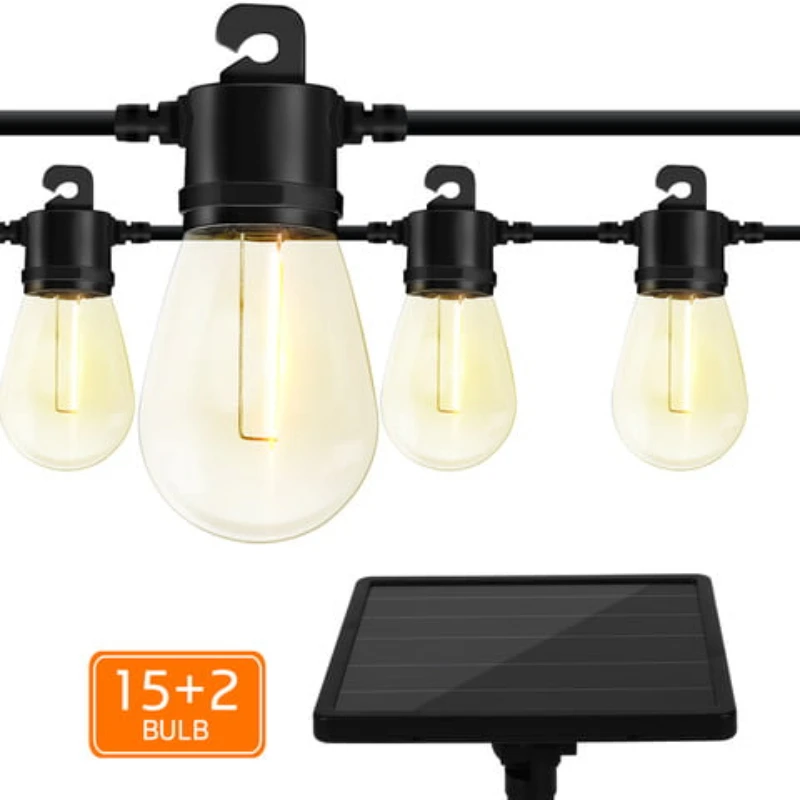 

Strong Gorgeous LED String Lights, 34 Feet Long - 15 Beautiful Filament Bulbs - 120 Lumens of Ambient Lighting.